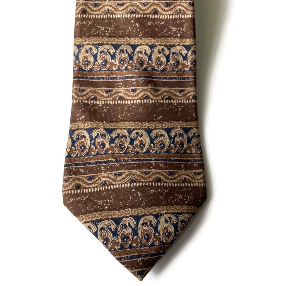 Vtg. Tommy Hilfiger Brown Paisley Silk Tie